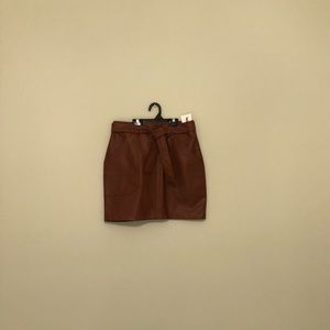Faux Leather Mini Skirt with Belt